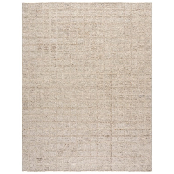 Pine 8 ft. x 10 ft. Beige/Brown Distressed Grid Area Rug