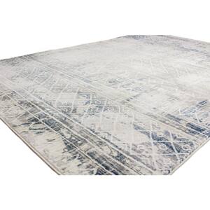 Cambridge Blue/Beige 7 ft. x 10 ft. (7'1" x 10') Geometric Transitional Area Rug