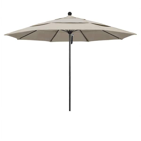 California Umbrella 11 ft. Black Aluminum Commercial Market Patio ...