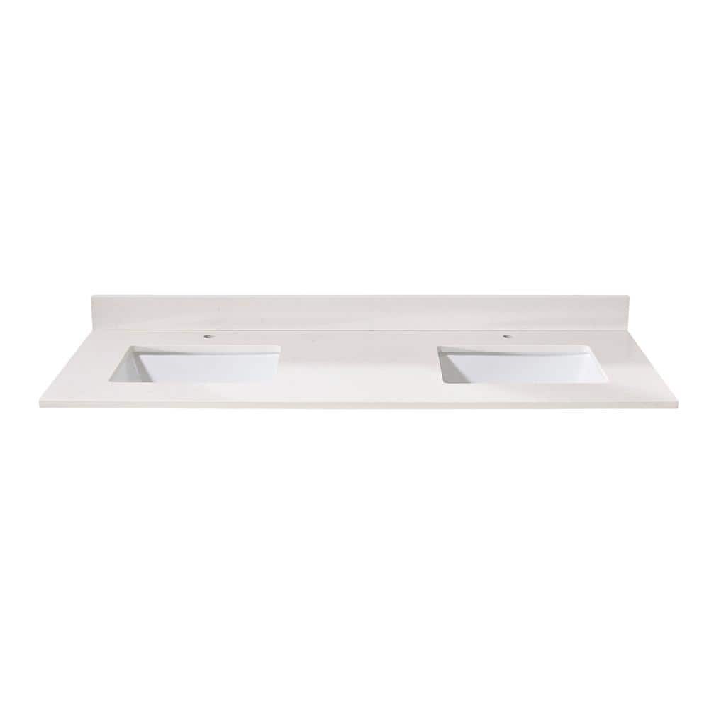 Milano White Composite Stone Double Vanity Top with Sink, 61 in.