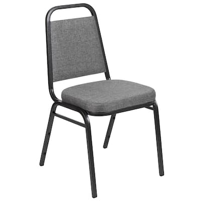 Trapezoidal Back Banquet Stack Chair, 2.5 in. Seat - Gray Fabric/Silver Vein Frame