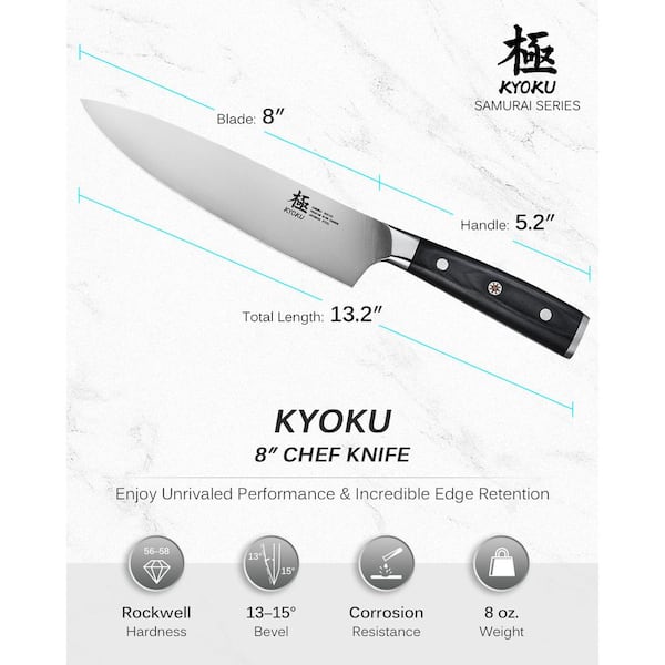KYOKU Samurai Series 8 in. Japanese High Carbon Steel, Full