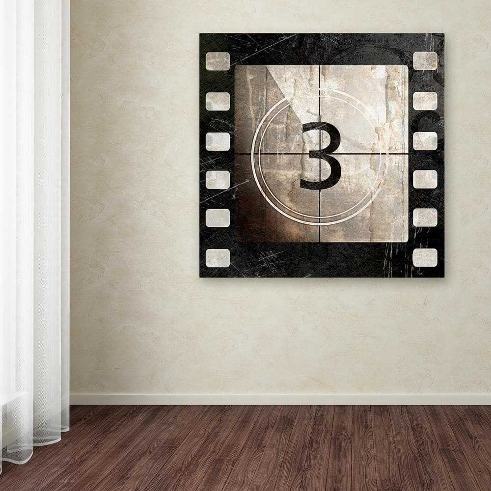 Vintage Countdown III 24"x24" Black and Beige Canvas Art