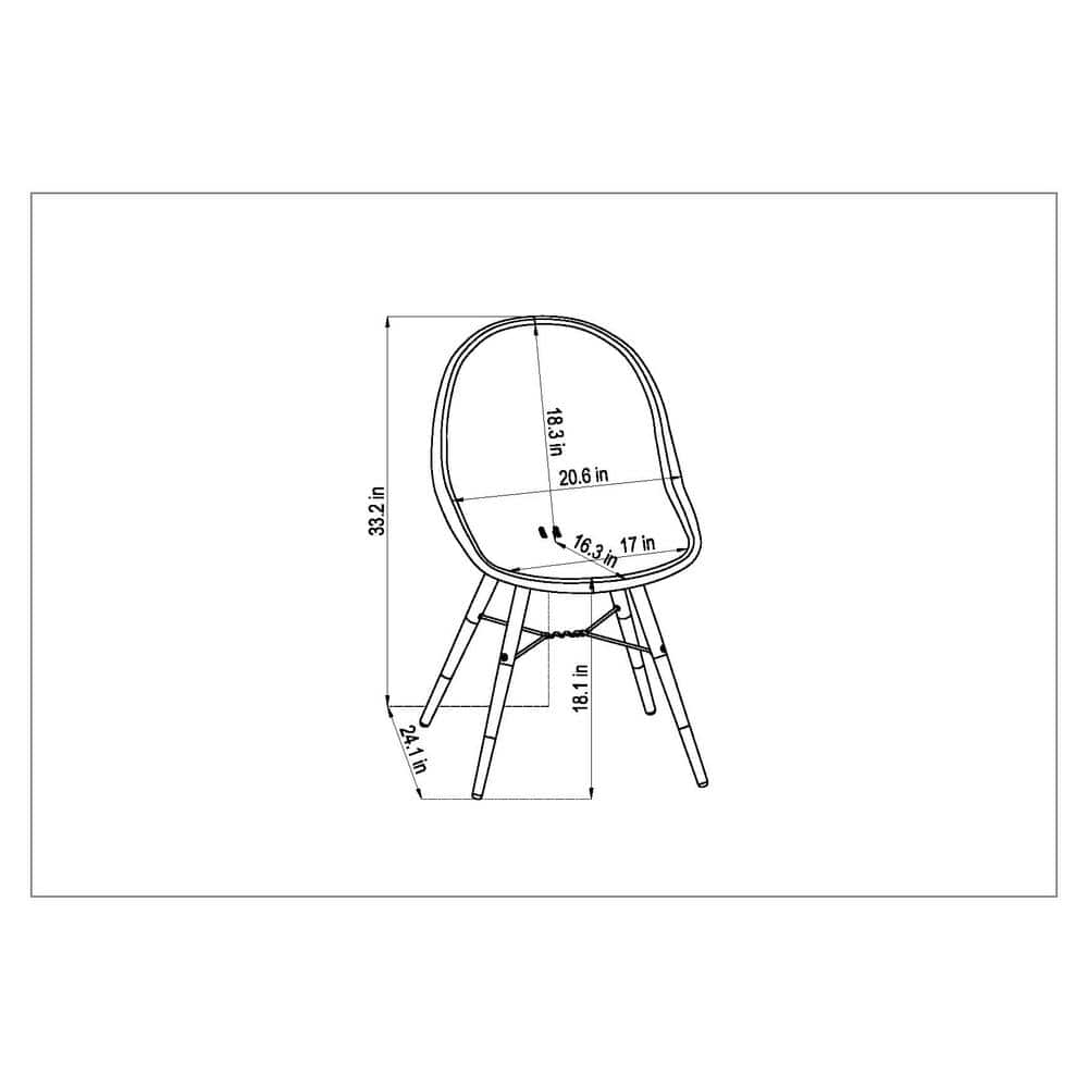White and Teak Armless Dining Chairs Set of 4