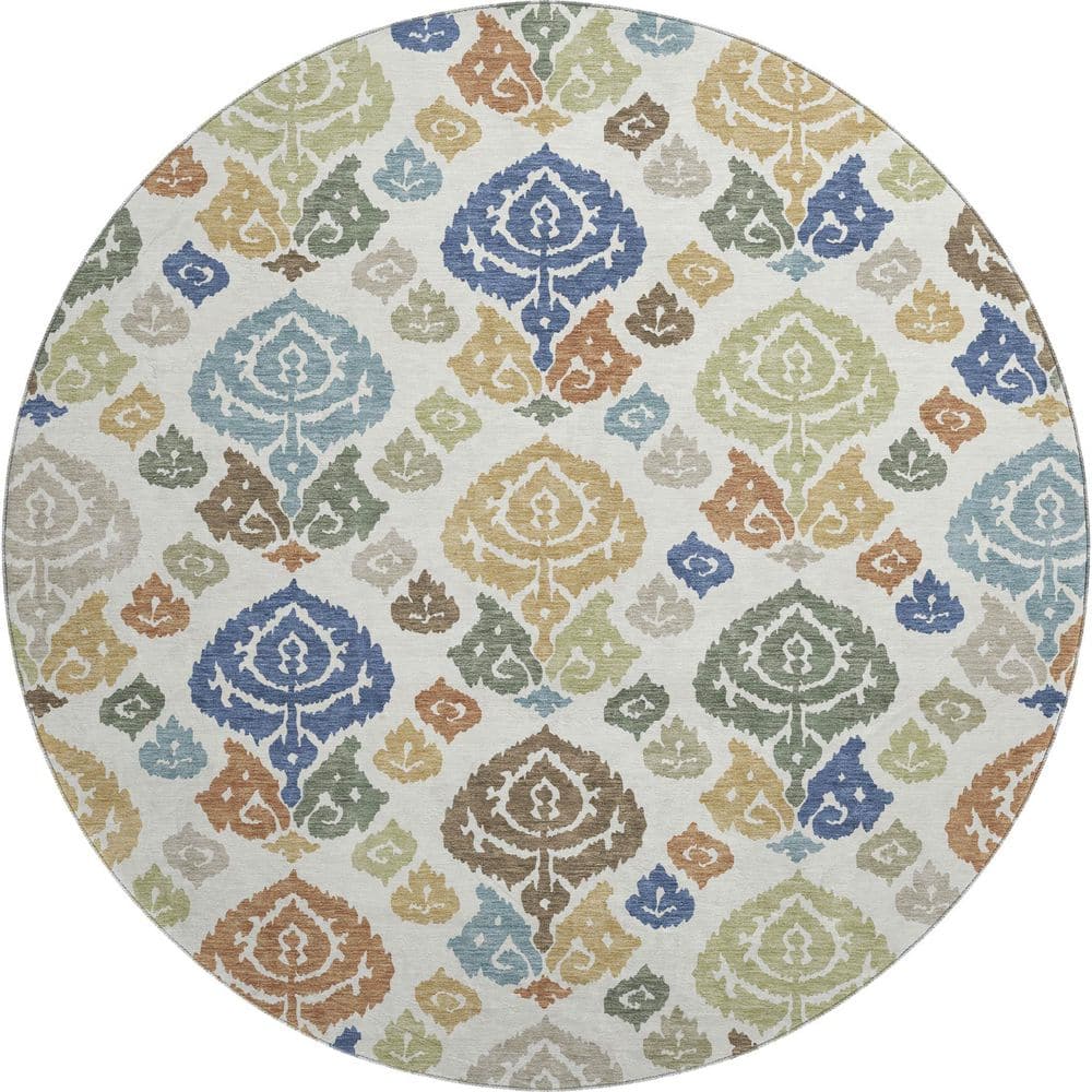 Mayfield Premium Machine Washable Abstract AMF2460 Ivory 8 ft. x 8 ft. Round Rug price history on PriceWatchPro