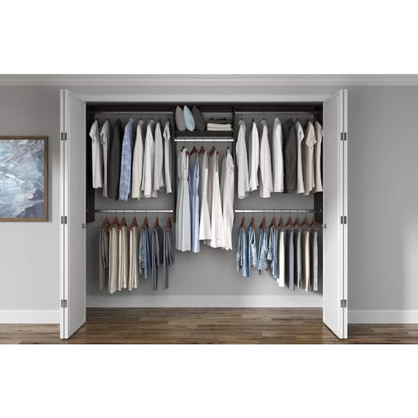Basic Hanging 60 in. W - 96 in. W Espresso Wood Closet System
