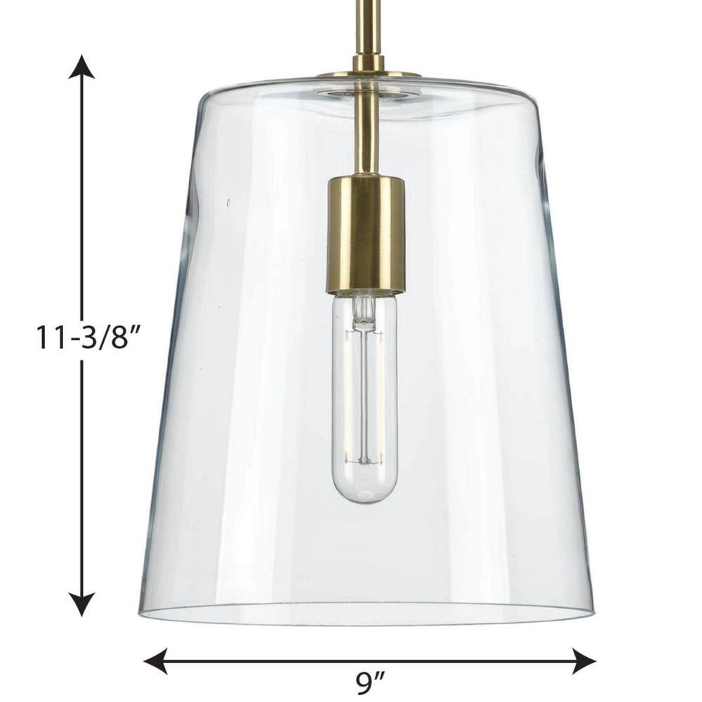 Clarion Satin Brass and Clear Glass Pendant Light