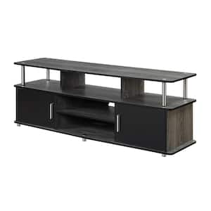 Monterey 59 in. Weathered Gray and Black Composite TV Stand Fits TVs Up to 50 in. with Storage Doors