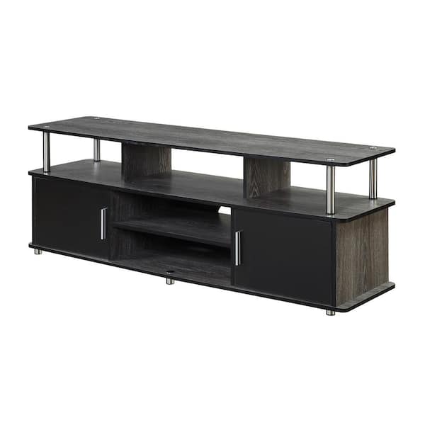 null Monterey 59 in. Weathered Gray and Black Composite TV Stand Fits TVs Up to 50 in. with Storage Doors