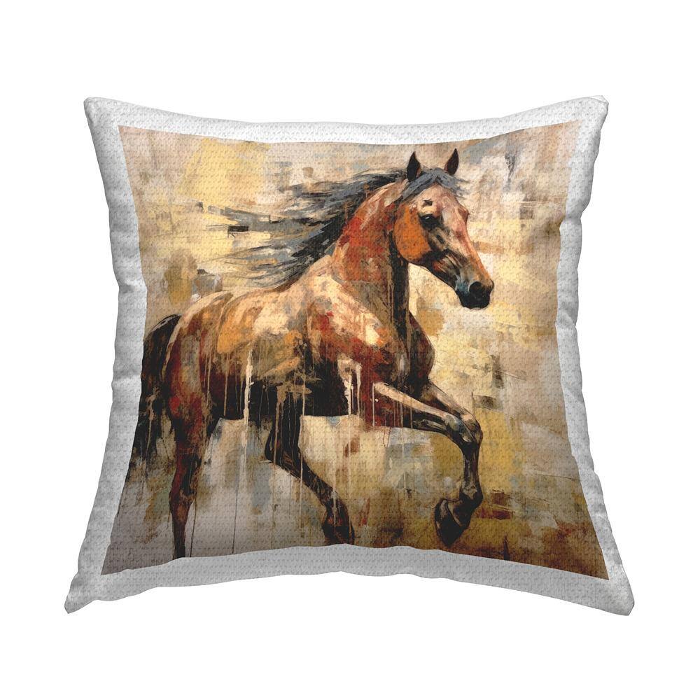 Rustic Brown Horse Brown Square Outdoor Throw Pillow price history on PriceWatchPro