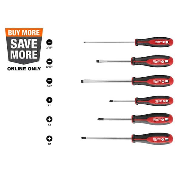 Milwaukee Phillips/Slotted Hex Drive Screwdriver Set with Tri-Lobe Handle (6-Piece)