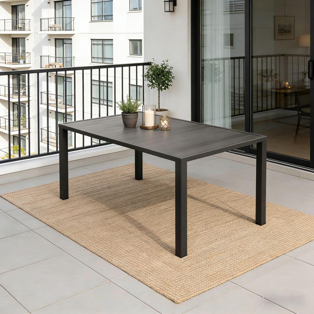 IALTRUISTIC 62 in. L x 38 in. W Metal Outdoor Dining Table for 6