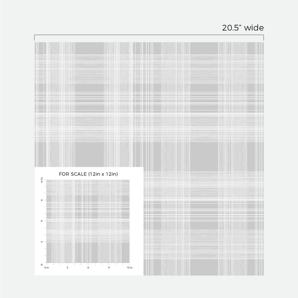 Harbor Grey Plaid Peel and Stick Vinyl Wallpaper