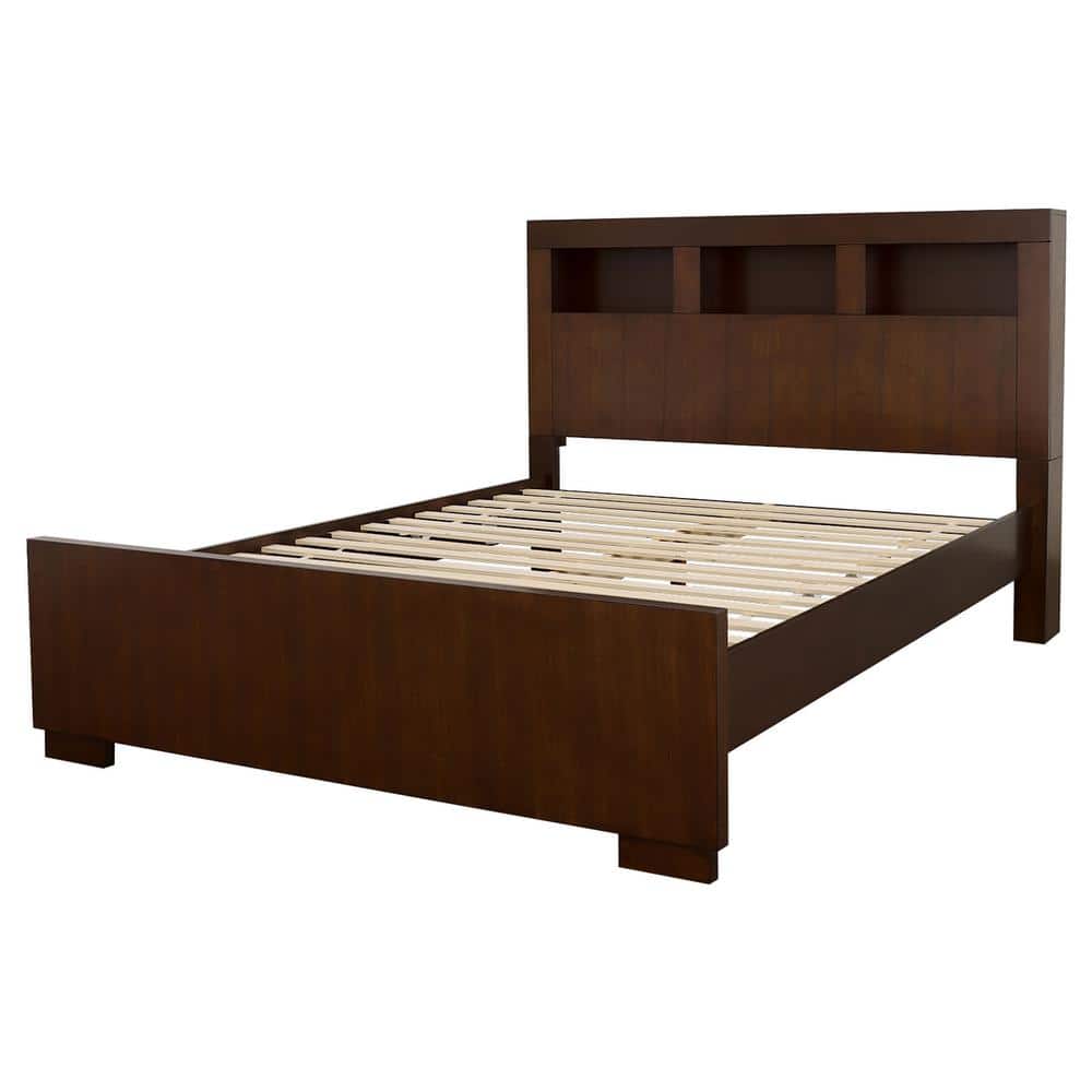 Majestic Cappuccino Queen Bed with Cubby Storage Headboard