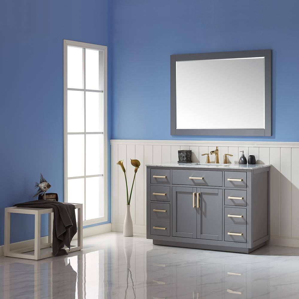 Elegant Ivy 48" Gray Wood Framed Rectangular Bathroom Mirror