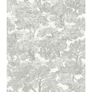 56.4 sq. ft. Spinney Grey Toile Wallpaper