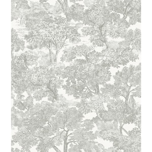 8 in. x 10 in. Spinney Grey Toile Wallpaper Sample