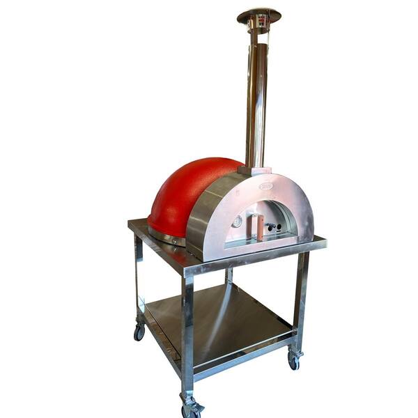 Wppo Llc 36 In Chi Dome Brick Oven High Dome Wood Fired Outdoor Pizza Oven In Red With Stand Wkd 02 Ws Red The Home Depot