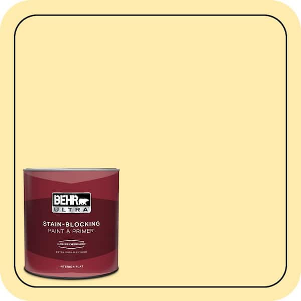 BEHR ULTRA 1 qt. #370A-2 Pale Daffodil Extra Durable Flat Interior Paint & Primer
