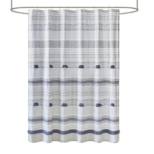 Cody 72 in. W x 72 in. L Cotton in Gray/Navy Shower Curtain