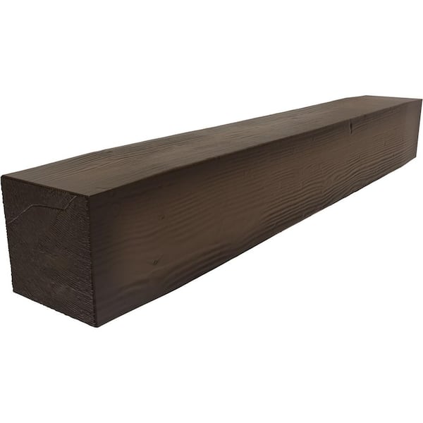 Ekena Millwork 8 in. x 8 in. x 7 ft. Sandblasted Faux Wood Beam Fireplace Mantel Natural Mahogany