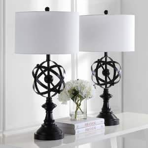 Myles 33 in. Iron Globe Table Lamp with Off-White Shade (Set of 2)