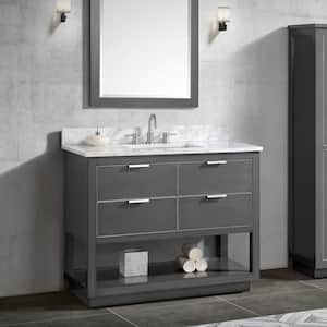 Allie 42 in. W x 21.5 in. D x 34 in. H Bath Vanity Cabinet Only in Twilight Gray with Silver Trim