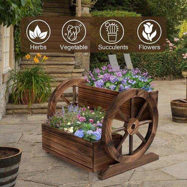 Paul Harnden ハンドメイド ガーランド　フラッグ Justincity Garden Cart Wooden Planter with Burned Cedar Weather