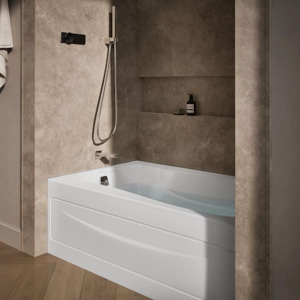 Mariposa 60 in. x 36 in. Soaking Bathtub with Left-Hand Drain in White, Integral Flange