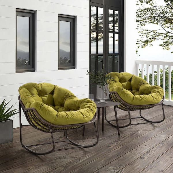 Wicker Indoor/ Outdoor Rocking Chair Patio Rocking Egg Chair Large - Main Image