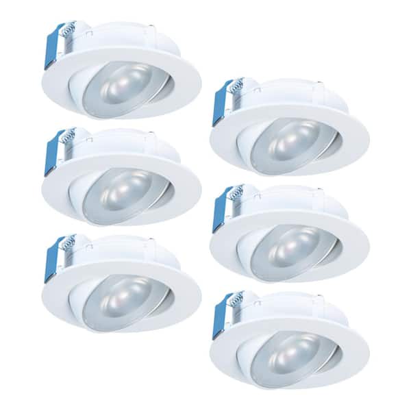 Halo HLA in. Selectable CCT (2700K-5000K) Integrated LED Canless Recessed  Light Trim Narrow Beam Adjustable Gimbal (6-Pack) HLA4FL-6PK The Home  Depot