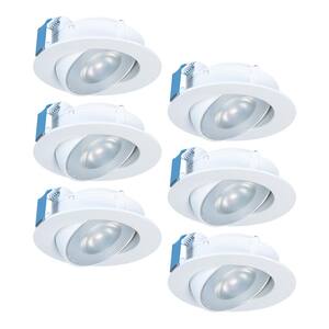 HLA 4 in. Selectable CCT (2700K-5000K) Integrated LED Canless Recessed Light Trim Narrow Beam Adjustable Gimbal (6-Pack)