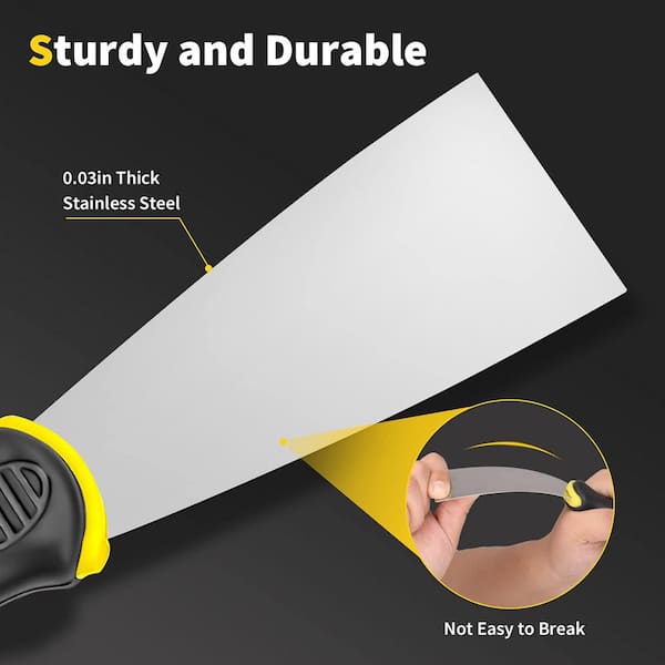 2 in. 3 in. 4 in. 5 in. Stainless Steel Paint Scraper Knife for Repairing Drywall, Applying Putty (4-Pack)