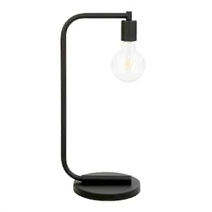 Cedar Hill 15 in. Black Desk lamp with Charging Outlet and USB Port Fabric  Shade 411008 - The Home Depot