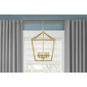 Weyburn 6-Light Gold Farmhouse Chandelier Light Fixture with Caged Metal Shade