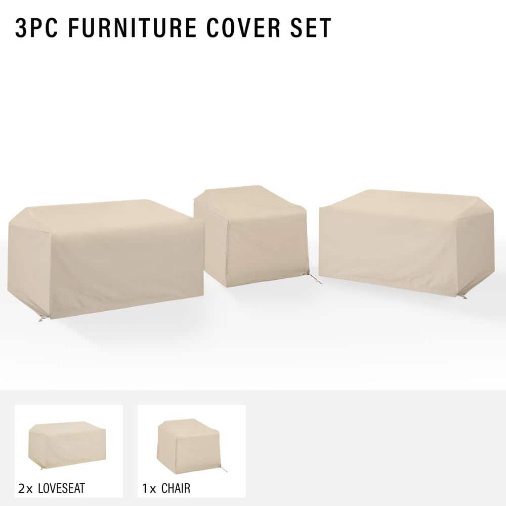 Tan Heavy-Duty Vinyl 3-Piece Outdoor Sectional Cover Set