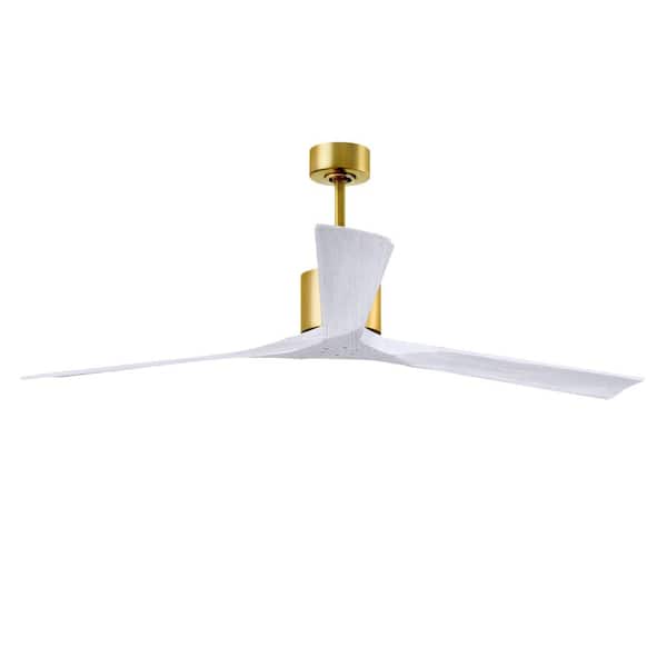 Matthews Fan Company Nan XL 72 in. Indoor/Outdoor Brushed Brass Ceiling Fan with Remote Control Included