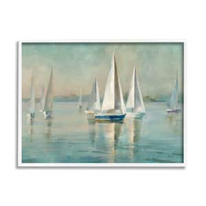 "Traditional Sailboats Water Lake Relaxed Nautical Painting" by Danhui Nai 24 in. x 30 in.
