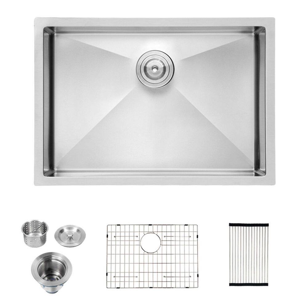 30 in. Drop-In/Undermount Single Bowl 16-Gauge Brushed Nickel Stainless Steel Kitchen Sink with Grid and Drain price history on PriceWatchPro