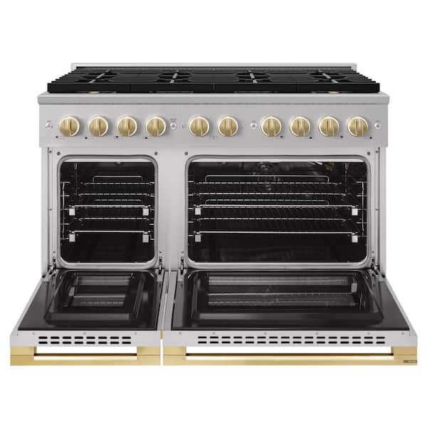 Autograph Edition 48 in. 6.7 cu. ft. Marino Gas Range with 8 Burner DuoPro Cooktop and Dual Ovens in Stainless and Gold