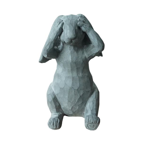 Unbranded Grey Polyresin Bunny See No Evil Statue 15.6 in. H