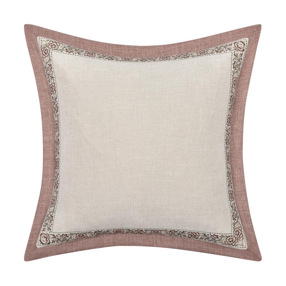 Safia Linen Floral Polyester Euro Sham 26 in. L X 26 in. W