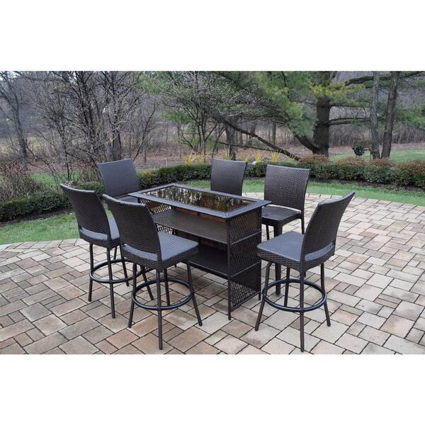 Elite 7 Piece Wicker Outdoor Bar Height Dining Set Hd90053bt 90054bc2 90064bs4 Cf The Home Depot Elite 7 Piece Wicker Outdoor Bar Height, Elite Outdoor Furniture