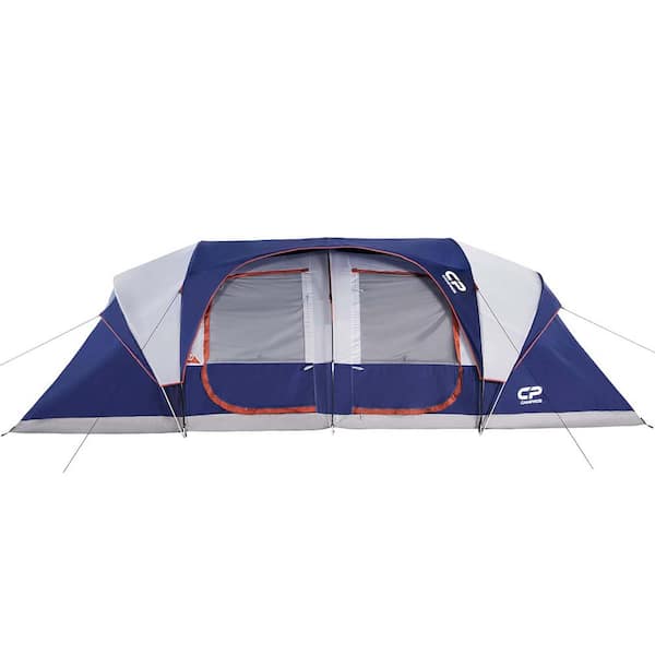 Zeus & Ruta 12-Person Camping Tents, Waterproof Windproof Family Tent with Top Rainfly, 6 Large Mesh Windows in Blue