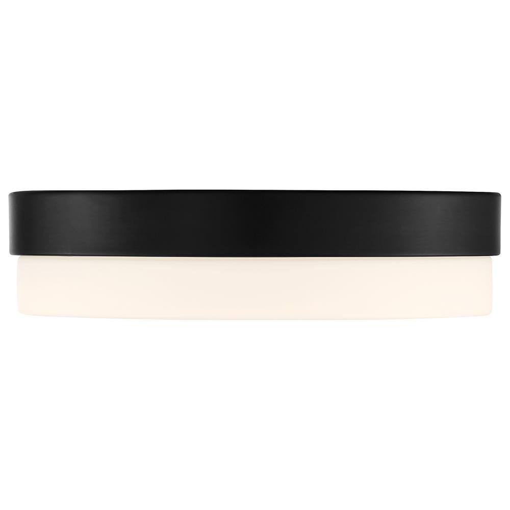 Roma Matte Black and Opal Glass LED Flush Mount Light