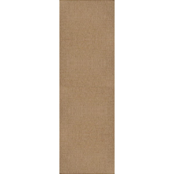 Terra Fiber Easy Jute Natural 2 ft. x 7 ft. Solid Indoor Outdoor Area Rug