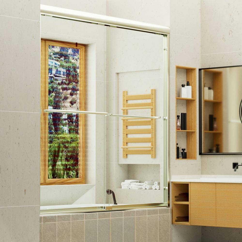 niveal Vale 60 in. W x 60 in. H Sliding Semi Frameless Tub Door in