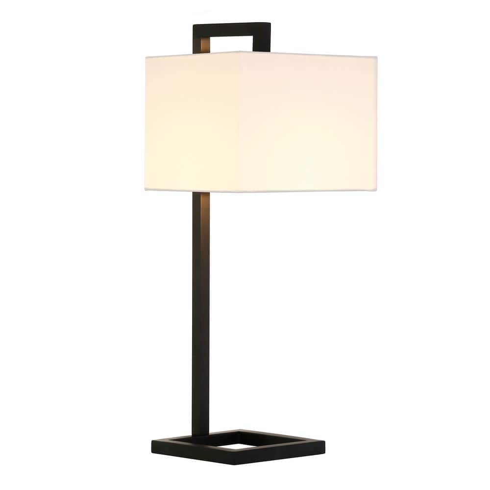 Grayson 26" Voice-Controlled Modern Table Lamp in Blackened Bronze with Linen Shade