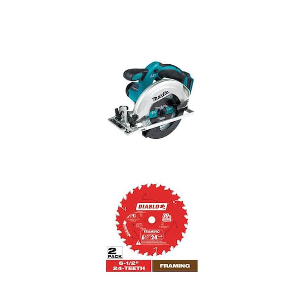 18V LXT 6-1/2 in. Circular Saw with Blade (Tool-Only) and 6-1/2 in. 24-Teeth Framing Blade, 2-Pack