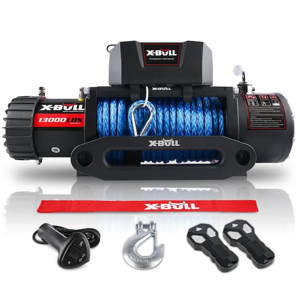 12-Volt 13,000 lb. Black Aluminium Electric Winch with Waterproof Steel Cable, Wireless Remote Control and Wired Control
